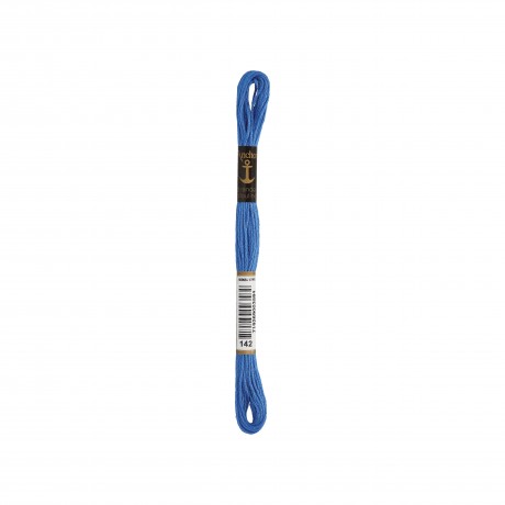 Meada de linha de bordar Anchor Stranded Cotton, filosele cor 142 azul